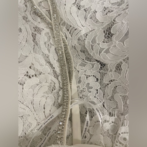 Self Portrait Cream Cord Lace Tiered Midi Dress